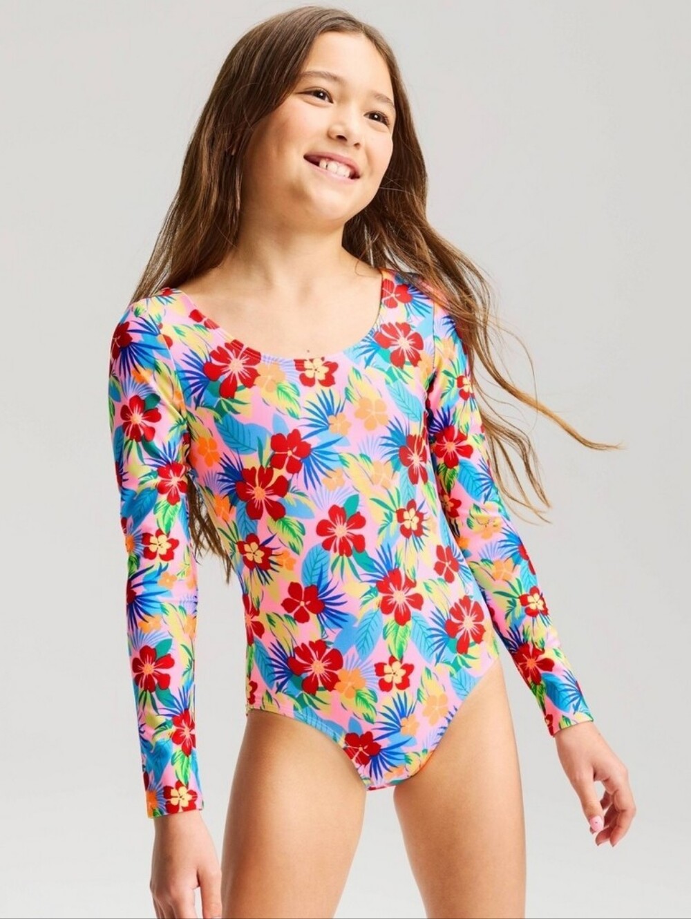 NWT Cat & Jack Girls Coastal Floral Bathing Suit- XS Or 4/5